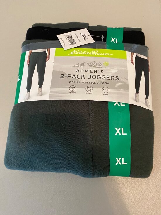 Eddie Bauer Pants - NWT 2 Pairs Eddie Bauer Black & Green Fleece Joggers Breathable Stretch XL